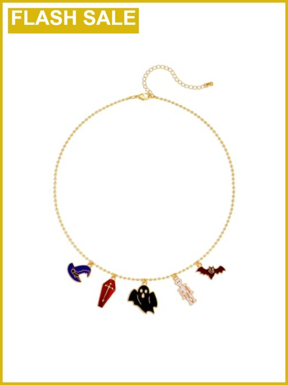 Halloween Ghost Charm Pendant Necklace Brass Adjustable Statement